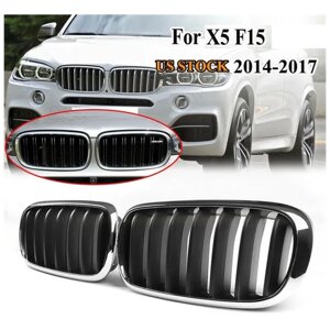 Решетка радиатора BMW X5 F15/ X6 F16 черный лак с хром кантом и Эмблемой M