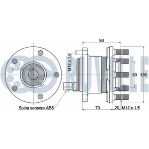 Ruville 221702 ступица колеса задн FORD: C-max (B7) 10-