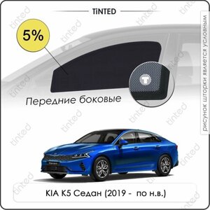 Шторки на автомобиль солнцезащитные KIA K5 1 Седан 4дв. (2019 - по н. в.) на передние двери 5%сетки от солнца в машину КИА К5, Каркасные автошторки Premium