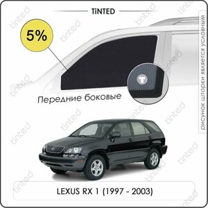Шторки на автомобиль солнцезащитные LEXUS RX 1 Кроссовер 5дв. (1997 - 2003) на передние двери 5%сетки от солнца в машину лексус Р Х, Каркасные автошторки Premium