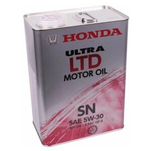 Синтетическое моторное масло Honda Ultra LTD 5W30 SN, 4 л, 1 шт.