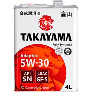 Синтетическое моторное масло Takayama 5W-30 SN/GF-5, 4 л, 1 шт.