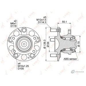 Ступица задняя в сборе LYNXAUTO WH1023