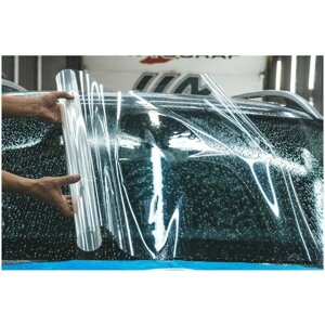 SunGrass / Полиуретановая антигравийная пленка для бронирования лобового стекла автомобиля от сколов и песка 90х150 сантиметров