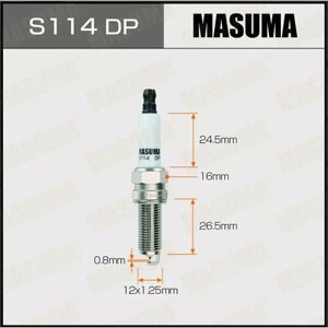 Свеча зажигания Masuma S114DP Double Platinum (PLKR7B8E) Mercedes M271 MASUMA S114DP | цена за 1 шт