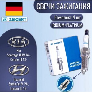 Свечи зажигания (Zekkert) 4шт, на Kia Sportage III, IV 14-Cerato III 13-Hyundai Santa Fe IV 19-Tucson III 15-