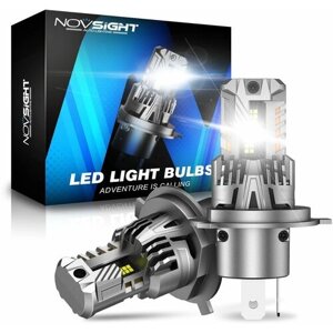 Светодиодная лампа Novsight N68 H4 цоколь P43t 60Вт 2шт 6500К 15000Лм белый свет LED автомобильная