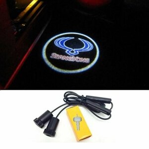 Светодиодная подсветка для двери автомобиля, врезной проектор с логотипом Ссанг Йонг