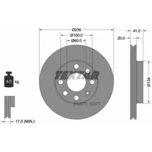 TEXTAR 92029603 92029603_диск тормозной передний! Opel Astra/Ascona/Kadett 1.4-1.7D 82>