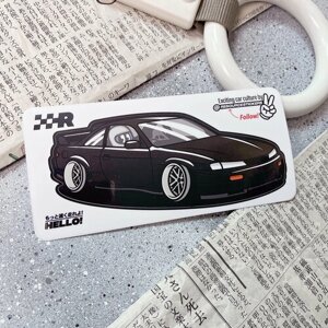 Виниловая наклейка машинка Nissan Silvia S14 черная JDM 14х6