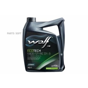 WOLF OIL 1050525 масо моторное WOLF ecotech 5W20 SP/RC D1-3 4L