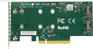 Адаптер supermicro AOC-SLG3-2M2, 2x nvme M. 2 SSD, PCI-ex8 для low profile (AOC-SLG3-2M2-O)