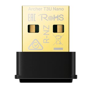 Адаптер Wi-Fi TP-LINK Archer T3U Nano, 802.11a/b/g/n/ac, 2.4 / 5 ГГц, до 1.27 Гбит/с, USB
