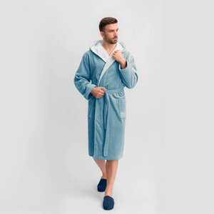 Банный халат Арт лайн цвет: голубой, белый (XL)
