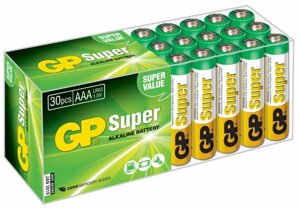 Батарея GP super alkaline 24A LR03, AAA, 1.5V, 30шт. (GP 24A-B30)
