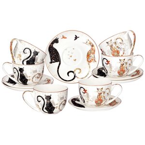 Чайный сервиз Парижские коты (12 предметов)