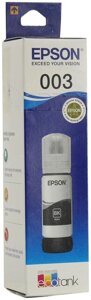 Чернила Epson 003, 65 мл, черный, оригинальные для Epson L1110, L3100, L3101, L3110, L3115, L3116, L3150, L3151, L3152, L3156, L5190 (C13T00V198)