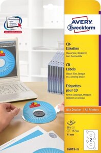 Этикетки для CD ClassicSize, классический размер L6015-25