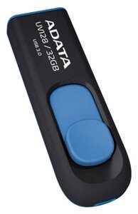 Флешка 32gb USB 3.0 ADATA dashdrive UV128, черный/синий (AUV128-32G-RBE)