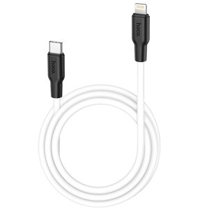 Кабель Lightning 8-pin-USB Type-C, экранированный, 3A быстрая зарядка, 1м, белый HOCO Silicone x21plus (6931474742162)