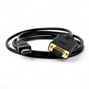 Кабель-переходник (адаптер) HDMI (19M)-VGA (15M), экранированный, 1.8 м, черный KS-is (KS-441)