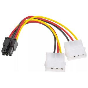 Кабель-переходник питания (адаптер) 2xMolex (F)-PCI-E 6-pin (M) BaseTech, прямой (BT-2MOLEX-PCIe-6P)