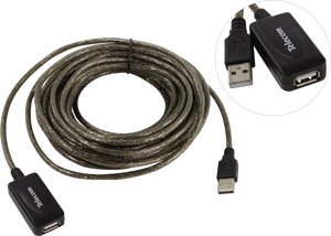 Кабель-удлинитель USB2.0(Am)-USB2.0(Af), Telecom, 10m, серебристый, активный (TUS7049-10M)