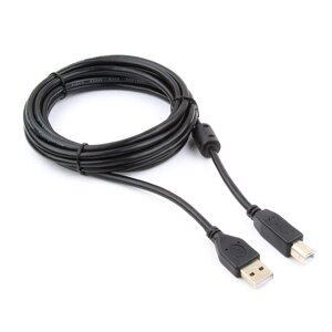 Кабель USB 2.0(AM)-USB 2.0(BM), Cablexpert, 3m, черный, экранированный, 1 фильтр (CCF-USB2-AMBM-10)