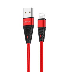 Кабель USB-Lightning 8-pin, 2.4A, 1.2м, красный Borofone Pineapple BU10 (10963)