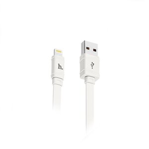 Кабель USB-Lightning 8-pin, плоский, 2.1A, 1м, белый HOCO Bamboo X5 (6957531040019)