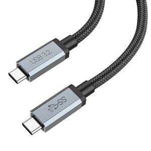 Кабель USB Type-C-USB Type-C, быстрая зарядка, 5A 2м, черный HOCO US06 (6931474777393)
