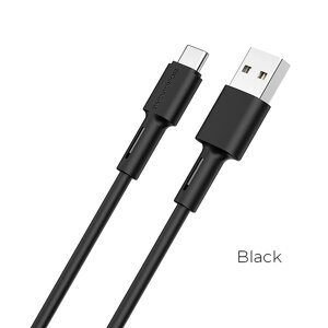 Кабель USB-USB Type-C, быстрая зарядка, 3A 1 м, черный Borofone Soft silicone BX31 (6931474710390)