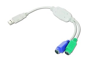 Кабель VCOM, USB (AM)-2xps/2, белый
