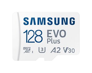 Карта памяти 128gb microsdxc samsung EVO plus V2 class 10 UHS-I U3 V30 A2 + адаптер (MB-MC128KA/RU/APC/CN/KR/EU/AM)