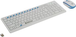 Клавиатура + мышь Defender Skyline 895 Nano, беспроводная, USB, белый