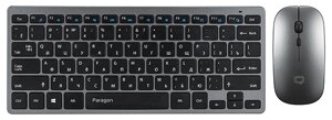 Клавиатура + мышь Qumo Paragon K15/M21, беспроводная, USB, черный/серебристый (23892)