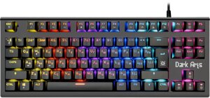 Клавиатура проводная Defender Dark Arts GK-375, механическая, OUTEMU+RED, подсветка, USB, черный (45375)
