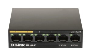 Коммутатор D-link DSS-100E-6P, кол-во портов: 6x100 Мбит/с, PoE: 4x30Вт (DSS-100E-6P/A1A)