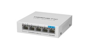 Коммутатор Keenetic PoE+ Switch 5, кол-во портов: 4x1 Гбит/с, кол-во SFP/uplink: RJ-45 1x1 Гбит/с, PoE: 4x30 Вт (макс. 60 Вт) (KN-4610)