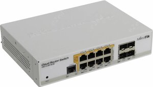 Коммутатор MikroTik Cloud Router Switch 112-8P-4S-IN, управляемый, кол-во портов: 8x1 Гбит/с, SFP 4x1 Гбит/с, установка в стойку, PoE: 8x30Вт (макс. 150Вт) (CRS112-8P-4S-IN)