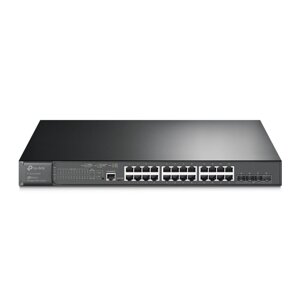 Коммутатор TP-LINK TL-SG3428XMP, управляемый, кол-во портов: 24x1 Гбит/с, SFP+ 4x10 Гбит/с, установка в стойку, PoE: 24x30Вт (макс. 384Вт) (TL-SG3428XMP)