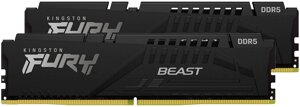 Комплект памяти DDR5 DIMM 32gb (2x16gb), 5200mhz, CL40, 1.25 в, kingston, FURY beast black (KF552C40BBK2-32)