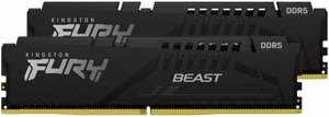 Комплект памяти DDR5 DIMM 32gb (2x16gb), 5600mhz, CL40, 1.25 в, kingston, FURY beast black (KF556C40BBK2-32)