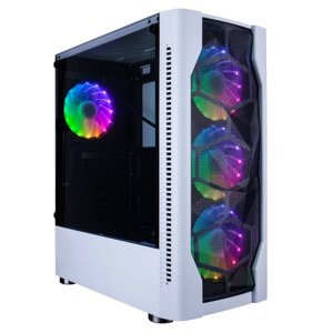 Корпус 1stplayer DK D4, ATX, midi-tower, USB 3.0, RGB подсветка, белый, без бп (D4-WH-4G6)