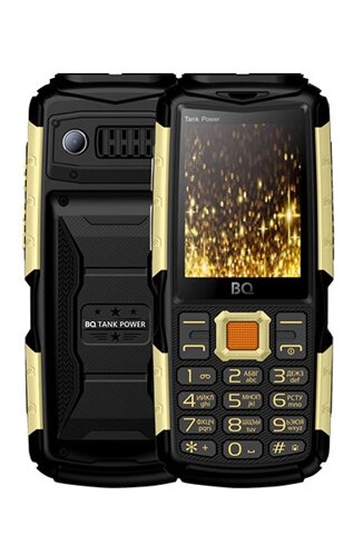 Мобильный телефон BQ BQ-2430 Tank Power, 2.4" 320x240 TN, 32Mb RAM, BT, 2-Sim, 4000 мА·ч, черный/золотистый