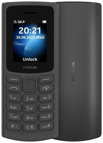Мобильный телефон Nokia 105 TA-1557 DS, 1.8" 160x128 TFT, 2-Sim, 1000 мА·ч, micro-USB, черный (1GF019CPA2C02)