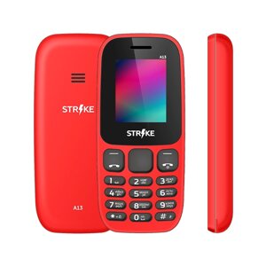 Мобильный телефон Strike A13, 1.77" 160x128 TFT, 32Mb RAM, 32Mb, BT, 2-Sim, 600 мА·ч, micro-USB, красный