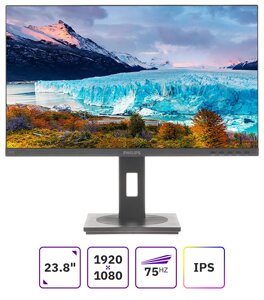 Монитор 23.8" Philips 242S1AE (00/01) IPS, 1920x1080 (16:9), 250кд/м2, 4мс, 178°178°VGA, DVI, HDMI, DisplayPort, черный