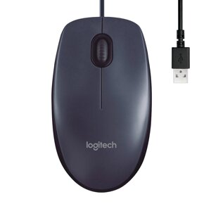 Мышь проводная Logitech B100, 1000dpi, оптическая светодиодная, USB, черный (910-003357/910-006605_OEM)