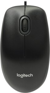 Мышь проводная Logitech B100, 1000dpi, оптическая светодиодная, USB, черный (910-005547)